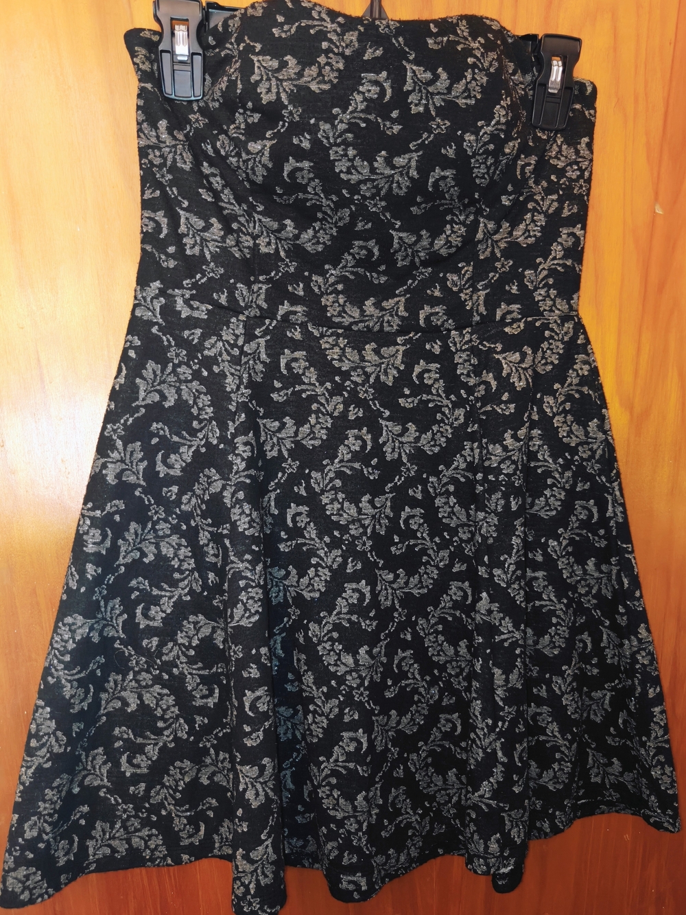 Wet Seal Black and Silver Strapless A-Line Dress